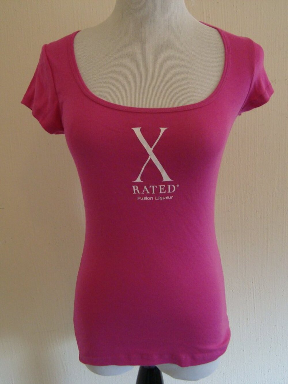 NWOT Bella Short Cap Sleeve Graphic Tee Pink "X Rated Fusion Liqueur" sz S